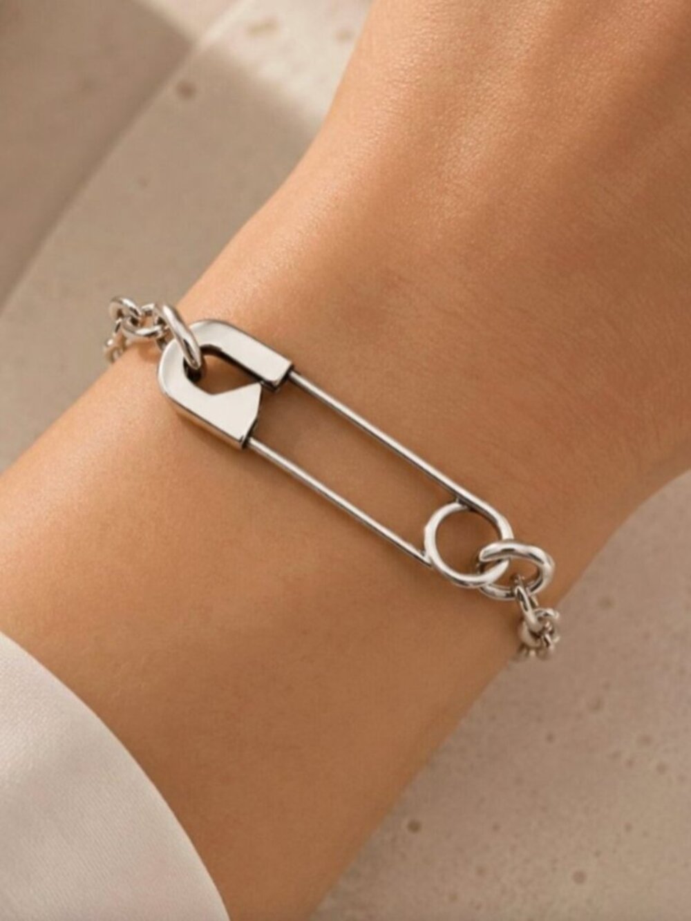 925 Sterling Silver Paperclip Bracelet Unique Vintage Silver Bracelet